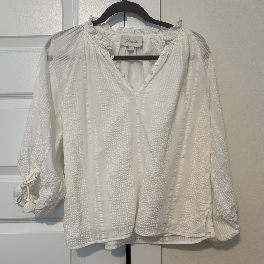 Cleobella Cream Ruffled Relaxed Blouse